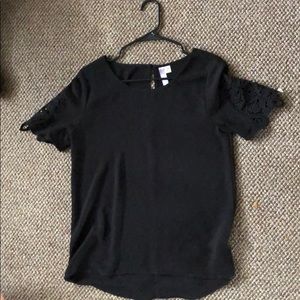 Black shirt lace shoulders